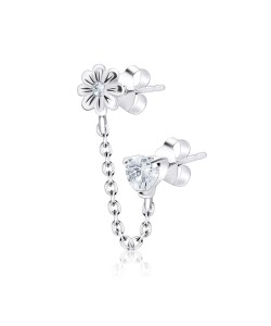 Flower and Heart Stud Earring Chain STC-75